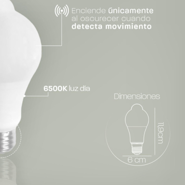 Foco led con sensor de movimiento | 10w luz día 6500k - Image 7