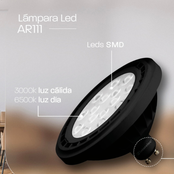 Lampara led tipo AR-111 | Negra | 12w | 15w - Image 3